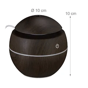 Relaxdays Aroma Diffuser for water & essential oils humidifier 150 ml LED color change USB connection light brown - Raumerfrischer