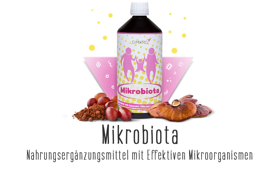 Microbiota - effective microorganisms to take!Dietary supplements with living microorganisms - 31 bacterial strains for the optimal balance of the microbiome.(Microbiota classic) - Mikrobiota Getränk Produktbild