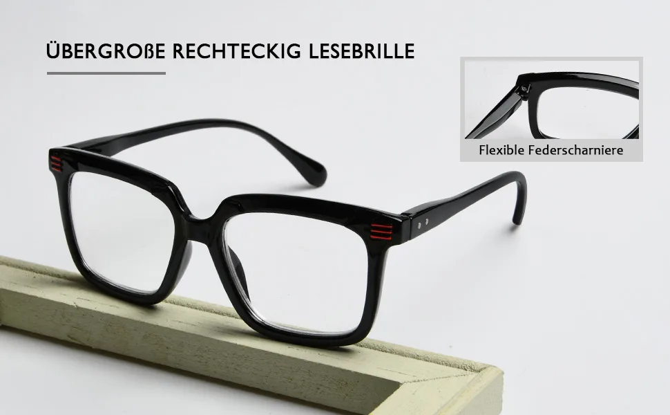 Eyekepper High Quality Reading Glasses - Oversized Rectangular Quality Reading Aid for Women - Yellow +1.50 - Lesebrille, Brille für Damen schwarz, großer Rahmen,150,250, 200, 175