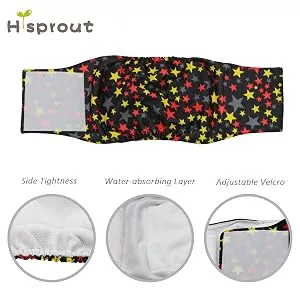 Hisprout Male Dog Diapers Reusable Washable Durable Absorbent Cloth Puppy Diaper Pants(DDMM01) M Camouflage - material