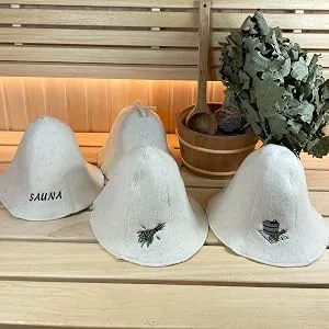 Ger3as sauna hat 100% wool with embroidery for women and men wellness hat premium quality bath sauna bucket - w wool hat