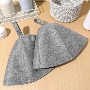 Tofficu 4 Pieces Wool Sauna Hat Felt Bathing Hat Russian Banya Hat Head Protection Absorbent Sauna Cap for Shower Bath (Gray) - product information 3