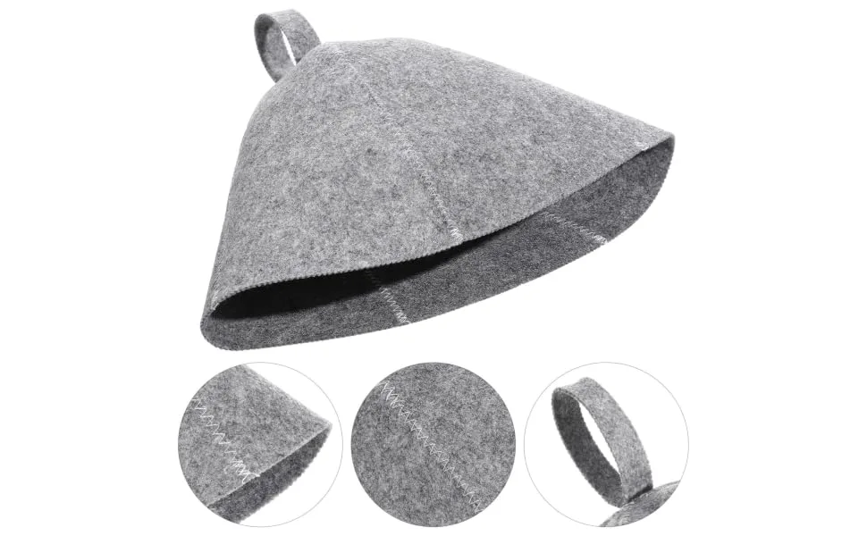 Tofficu 4 Pieces Wool Sauna Hat Felt Bathing Hat Russian Banya Hat Head Protection Absorbent Sauna Cap for Shower Bath (Gray) - product information 5