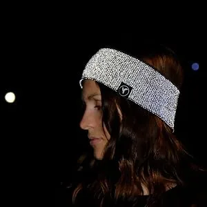 Reflecting headband for improved visibility at night - perfect for jogging/running/walking/bicycle/riding -d nn breathable under helmet welding tape unisex unit size anthracite - reflective reflektierend sicherheit sichtbarkeit stirnband headband sweatband unterhelm schweißband
