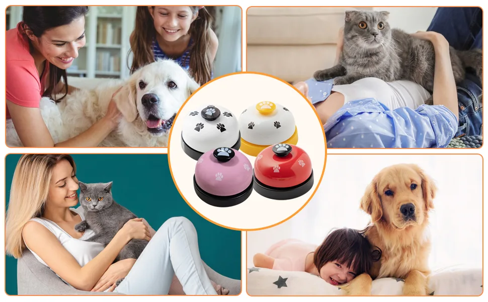 Hutvd 4 pieces of training bells for pets potty communication and cleanliness training large button and cat paws pattern dogs and cats training - product information 3