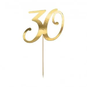 Schnooridoo Cake Topper Cake Decorating Cake Decoration Wedding Birthday (Set Lama) - Cake Topper 30 gold