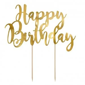 Schnooridoo Cake Topper Cake Decorating Cake Decoration Wedding Birthday (Set Lama) - Happy Birthday gold