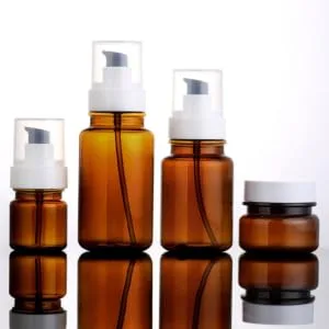 Minkissy 5 piece of emptiness Refillable amber -colored plastic pump bottle glasses SET donor bottle for lottery cream essential oil soap trip Small container - product information 3