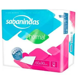 Empapador Sabanindas Normal 60x90 25u - Absorbierender Schutz, einmalige Verwendung, Inkontinent, Bettlager, Rollstuhl, Hautschutz