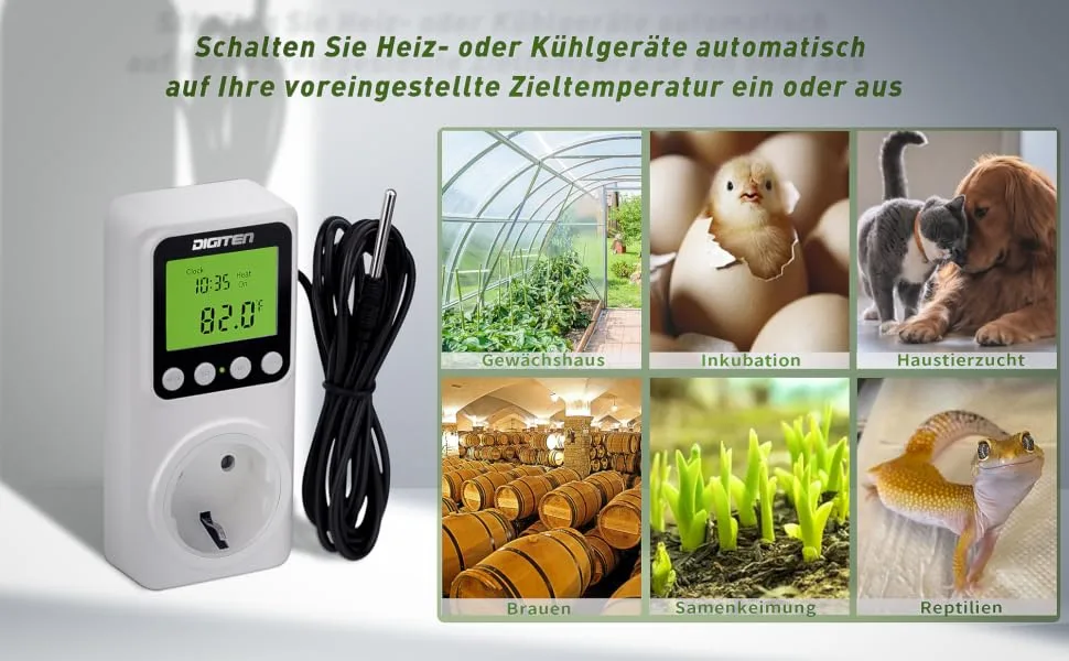 Digital day-night thermostat / temperature controller heating/cool clock function 15a thermostat heating digital LCD screen background lighting 230V Smart thermostat white - Anwendung des Temperaturreglers