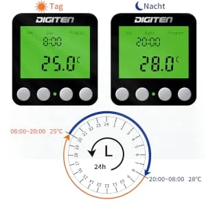 Digital day-night thermostat / temperature controller heating/cool clock function 15a thermostat heating digital LCD screen background lighting 230V Smart thermostat white - Thermostat