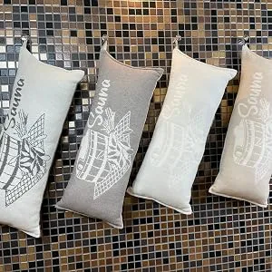 Ger3as sauna pillow travel pillow 100% cotton sauna pillow 50 x 22 cm sauna pillow (beige/white) - sauna pillows