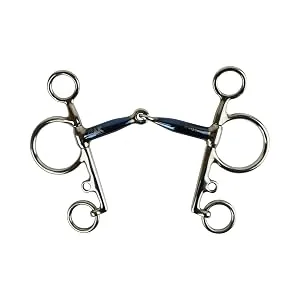 AK Pelham AKRS-2611 Single Jointed Horse Bits with Sweet Iron Mouthpiece 14 cm Blue-Silver - Pferde-Bits