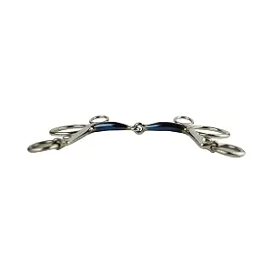 AK Pelham AKRS-2611 Single Jointed Horse Bits with Sweet Iron Mouthpiece 14 cm Blue-Silver - Pferde-Bits