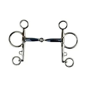 AK Pelham AKRS-2611 Single Jointed Horse Bits with Sweet Iron Mouthpiece 14 cm Blue-Silver - Pferde-Bits