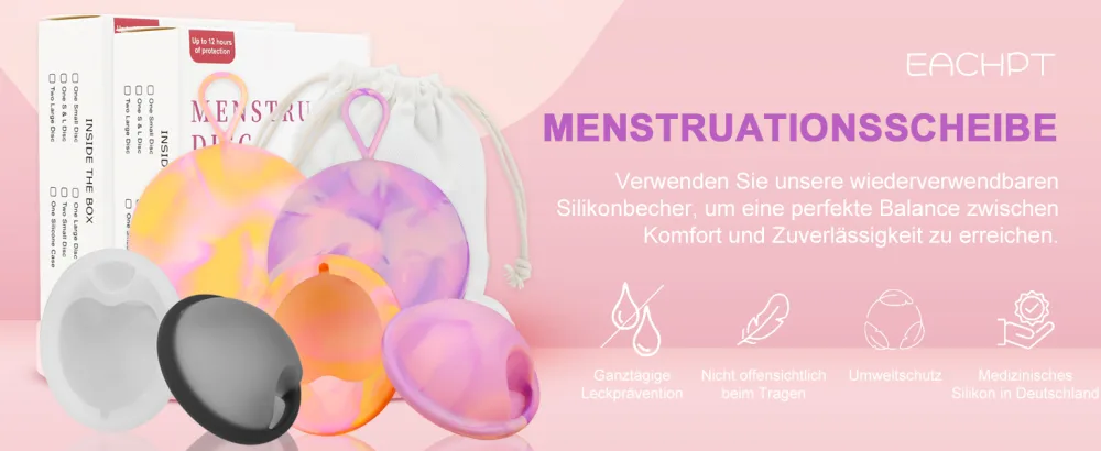 Eachpt menstrual disc set 2 menstrual cup size S+L with storage pockets spout -safe & 100% medical silicone reusable menstrual disc & sustainable tampon alternative - Menstruationsscheibe