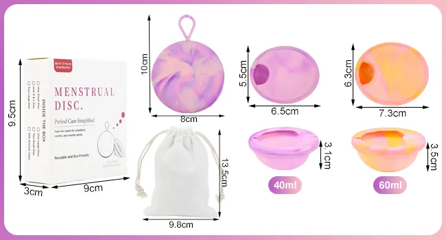 Eachpt menstrual disc set 2 menstrual cup size S+L with storage pockets spout -safe & 100% medical silicone reusable menstrual disc & sustainable tampon alternative - Menstruationsscheibe