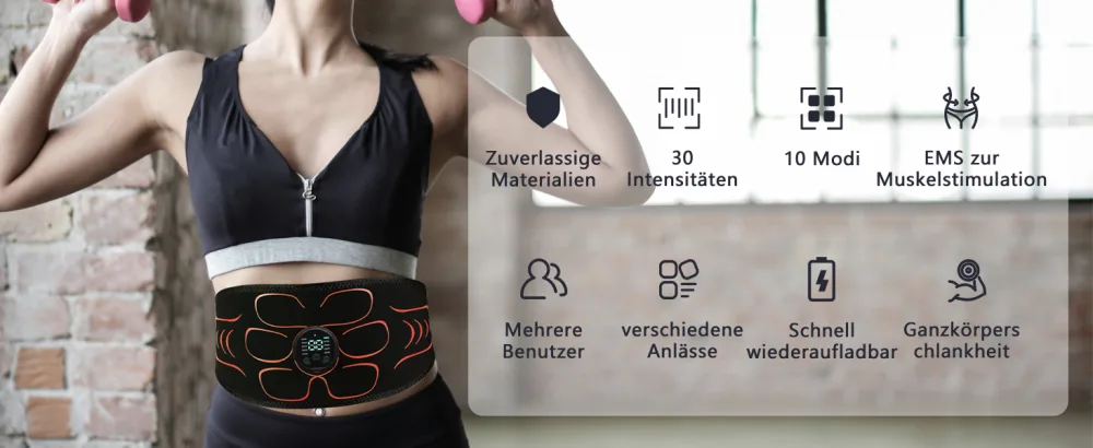 Chowchee Ems abdominal muscle trainer belly trainer training device 10 modes and 30 intensities LCD screen muscle stimulato certainly effective faster - EMS Bauchmuskeltrainer