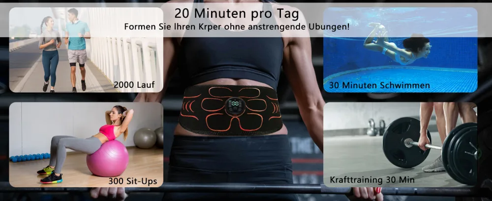 Chowchee Ems abdominal muscle trainer belly trainer training device 10 modes and 30 intensities LCD screen muscle stimulato certainly effective faster - EMS Bauchmuskeltrainer