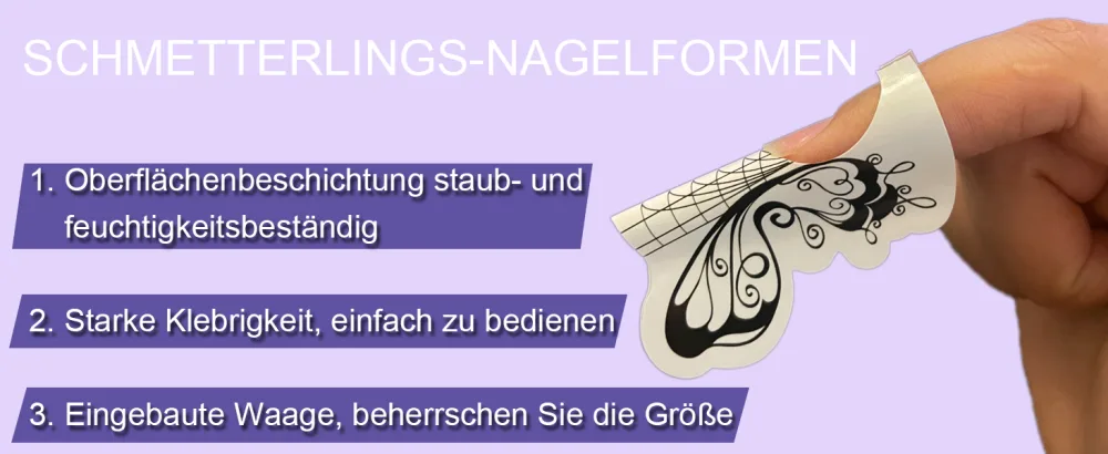100 st nail stencils self-adhesive butterfly black nail template modeling template self-adhesive for gel nails nail extension modeling template self-adhesive - Nagel forms