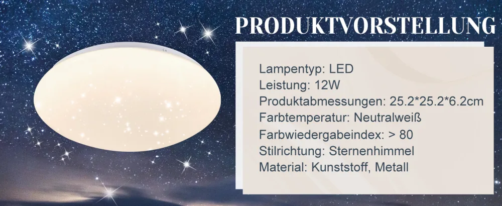 Kowanie ceiling lamp led ceiling lamp bedroom - bedroom lamp starry sky 25cm neutral white 12w 4000k ceiling lighting small. - product information 7