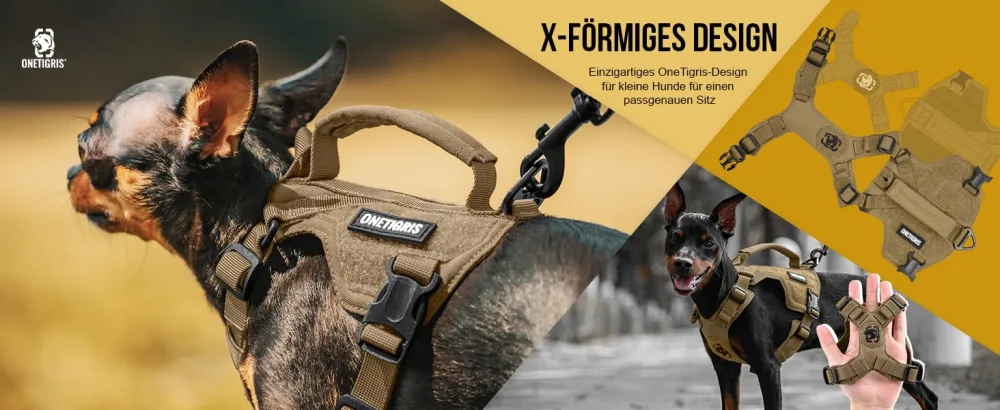 Oneigris dog harness and leash set Mini Trooper puppy dishes with control handle for extra small/small medium -sized dogs brown xs xs brown - Hundegeschirr