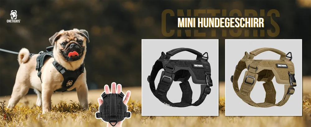 Oneigris dog harness and leash set Mini Trooper puppy dishes with control handle for extra small/small medium -sized dogs black XXS XXS black - Hundegeschirr