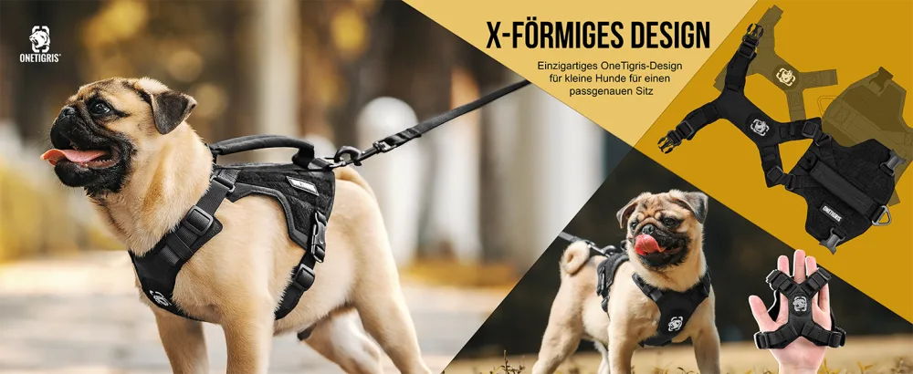 Oneigris dog harness and leash set Mini Trooper puppy dishes with control handle for extra small/small medium -sized dogs black XS XS black - Hundegeschirr