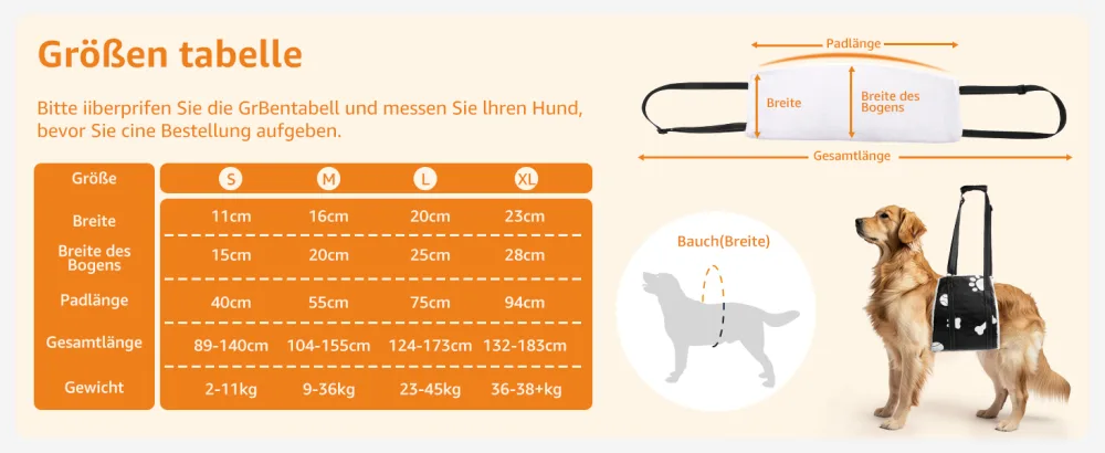 Soft dogs carrying aid - adjustable walking aid for dogs in different sizes safety support for the disabled injured or older dogs M - tragehilfe hunde