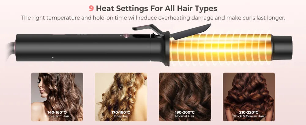 32mm curling iron automatically hair curler curling iron automatic curling iron curly curly curls curly bars hair styling devices with 9 adjustable temperatures black - lockenstab automatisch