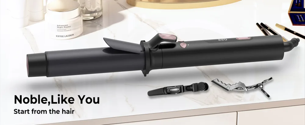 32mm curling iron automatically hair curler curling iron automatic curling iron curly curly curls curly bars hair styling devices with 9 adjustable temperatures black - Rotierender Lockenstab 32mm