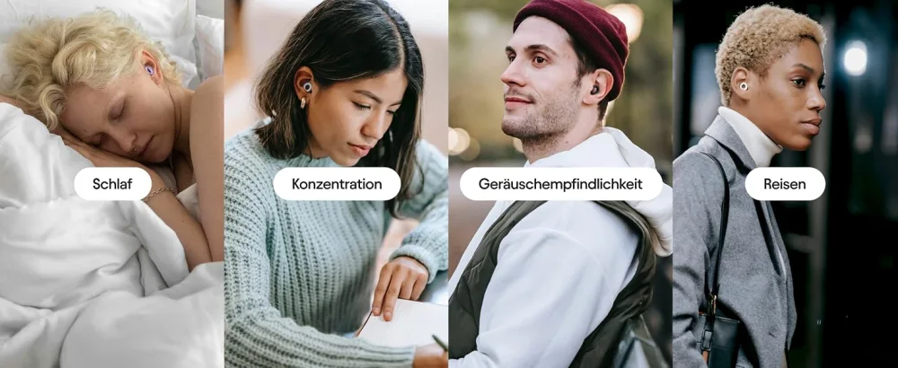Loop Quiet - earplugs for sleeping - soft reusable silicone hearing protection + 8 attachments in XS/M/L - noise reduction at SNR 24DB & NRR 14 - also for travel & concentration - MINT - Loop Earplugs, Loop Quiet Ohrstöpsel