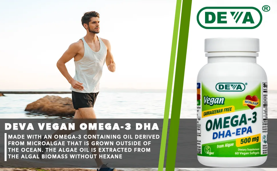 Deva Vegan Omega-3 DHA-EPA 500 mg 60 Softgels - Deva Vegan Omega 3