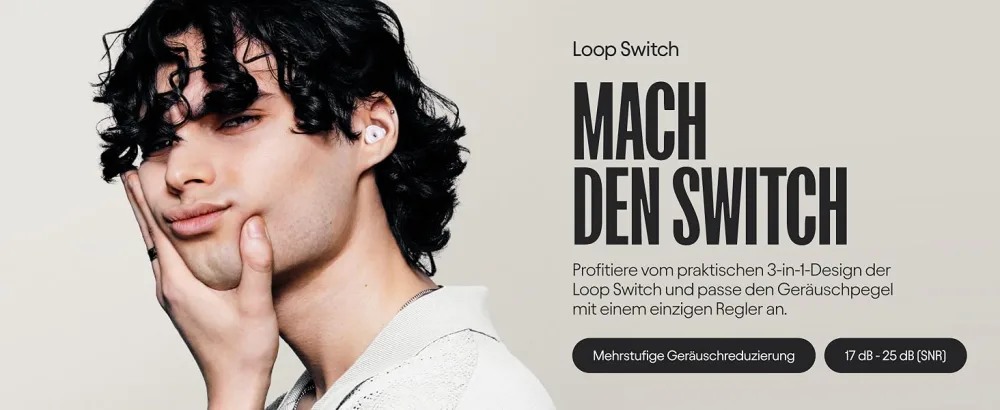 Loop Switch - noise -reducing earplugs with 3 modes |Adaptable passive hearing protection for concentration travel concerts conviviality sport & noise sensitivity |Reusable blue - Loop Earplugs, Loop Switch Ohrstöpsel
