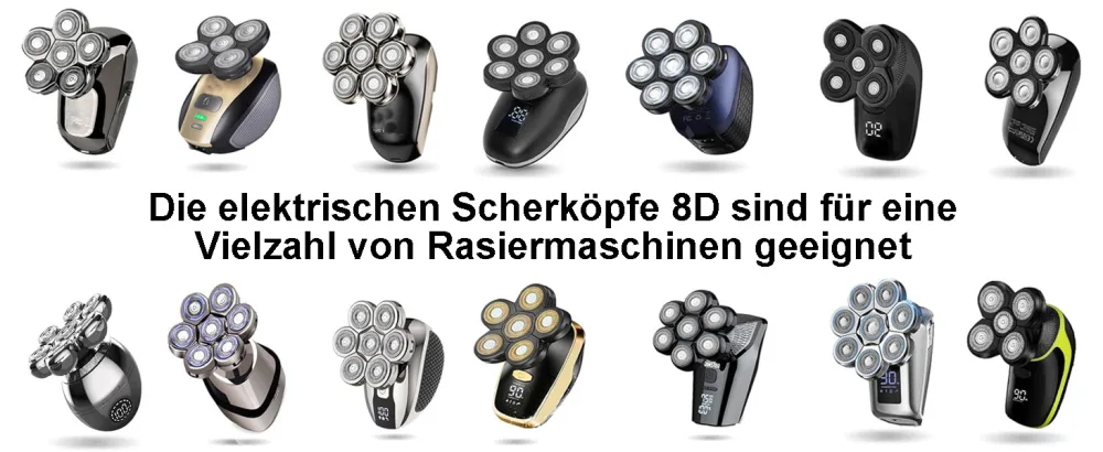 8D electrical shaving head razor men electrical head replacement rotary razor for bald men bald razors accessories for electric shavers compatible with many models - Die elektrischen Scherköpfe 8D sind für eine Vielzahl von Rasiermaschinen geeignet