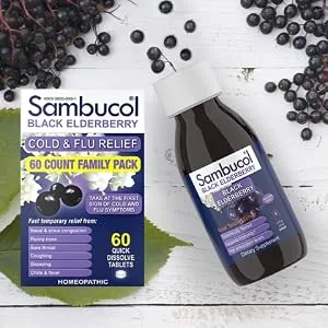 Sambucol Black Elderberry Cold & Flu Relief Family Pack 60 Quick Dissolve Tablets - Sambucol Cold & flu relief tablets, 60 Count