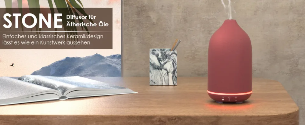 Salking aroma diffuser red ceramic diffuser for essential oils BPA-free aromatherapy diffuser with adjustable fog mode automatic power-off fragrance for at home office yoga 150ml - product information 5
