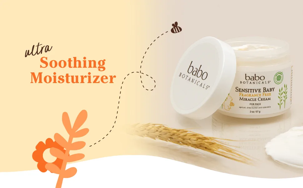 Babo Botanicals Sensitive Baby Miracle Cream For Face Fragrance Free 2 oz (57 g) - babo