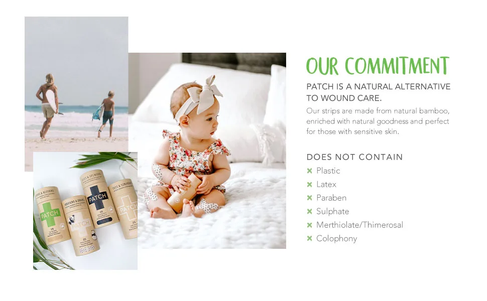 Patch Natural Bamboo Strip Bandages with Activated Charcoal Bites & Splinters Black 25 Eco Bandages - PATCH