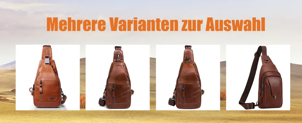 Leathario Men's PU Leather Chest Bag Shoulder Bag Crossbody Bag Casual Bag Multi-purpose Bag Brown B219 - product information 6