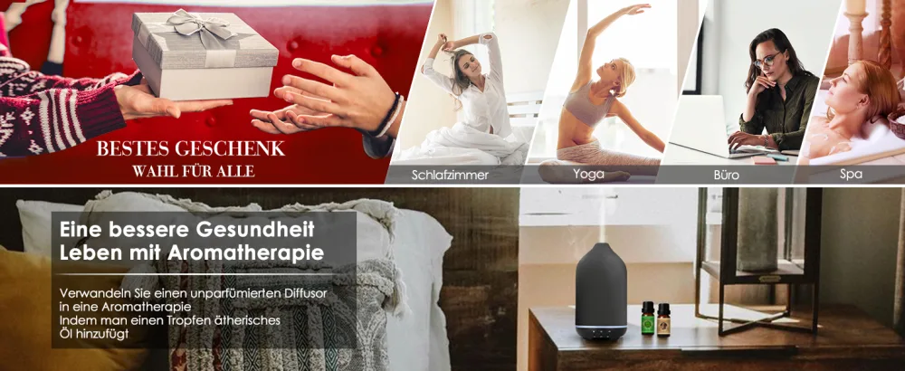 Salcing aroma diffuser black ceramic diffuser for essential oils BPA-free aromatherapy diffuser with adjustable fog mode automatic power-off fragrance for at home office yoga 150ml - product information 9