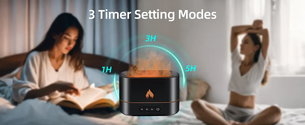 McBazel flame diffuser 200ml with flames effect humidifier with flame effect 3 in 1 Air humidifier with 2 light modes waterless automatic switch -off timer function black - product information 5