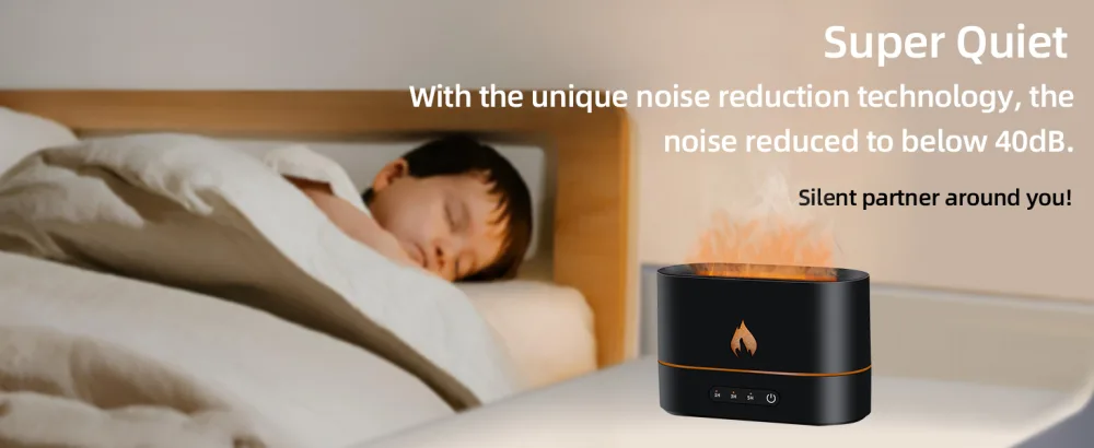 McBazel flame diffuser 200ml with flames effect humidifier with flame effect 3 in 1 Air humidifier with 2 light modes waterless automatic switch -off timer function black - product information 6