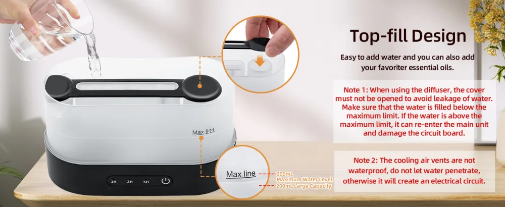 McBazel flame diffuser 200ml with flames effect humidifier with flame effect 3 in 1 Air humidifier with 2 light modes waterless automatic switch -off timer function black - product information 7