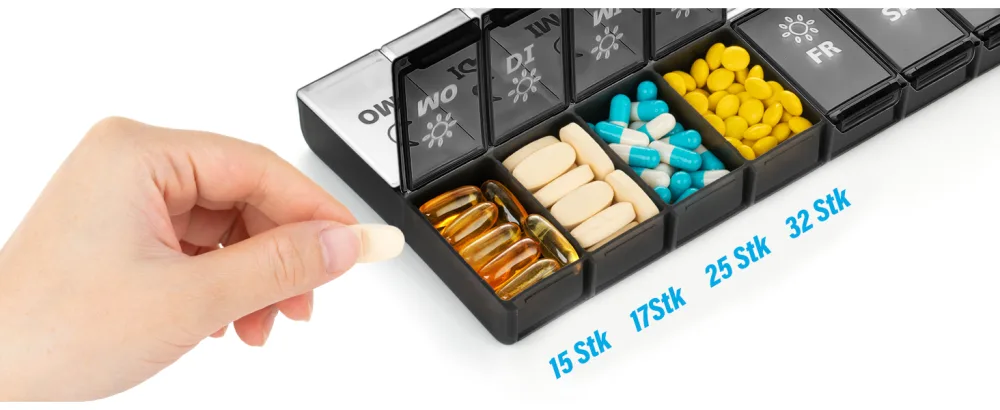 Tablet box 7 days in the evening big tablet box 14 days in the evening xl large dispenser medication large for vitamins nutritional supplements and medication white - product information 3