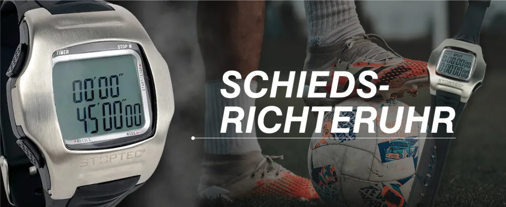 Stoptec referee watch RW-100 |Referee Watch |1-99 minutes of play time |Play time interruption |Clock mode & alarm |Stopping function |10 memory - Schiedsrichteruhr