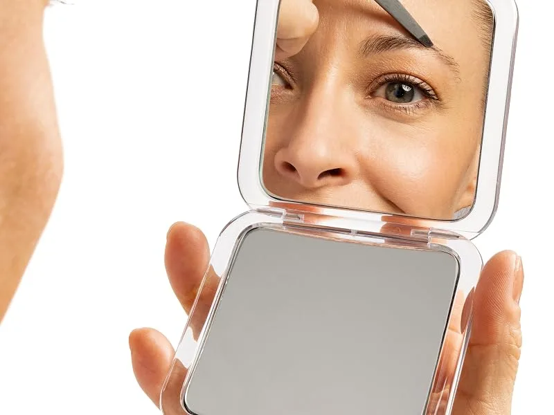 REMOS pocket mirror foldable square with 7x magnification for travel white 7x white - 9634