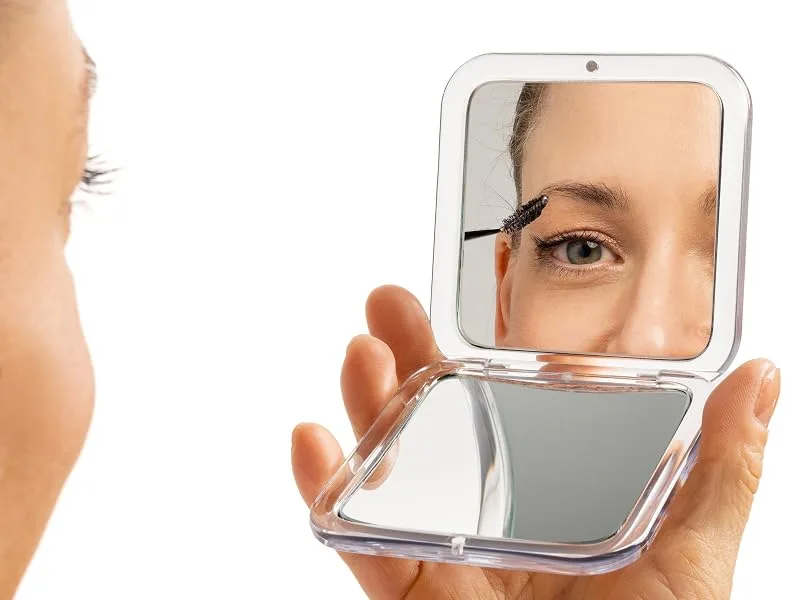 REMOS pocket mirror foldable square with 7x magnification for travel white 7x white - 9634