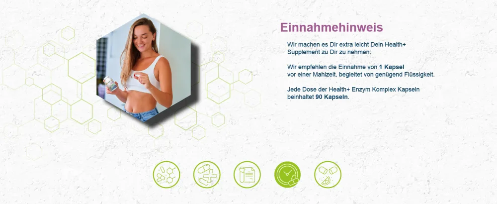 Health+ enzyme complex 90 capsules - Einnahmehinweis