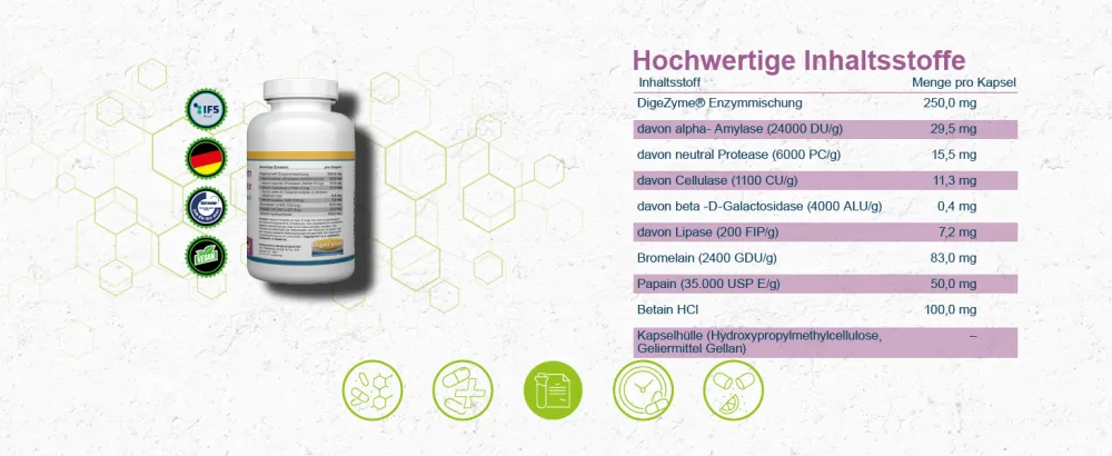 Health+ enzyme complex 90 capsules - Hochwertige Inhaltsstoffe